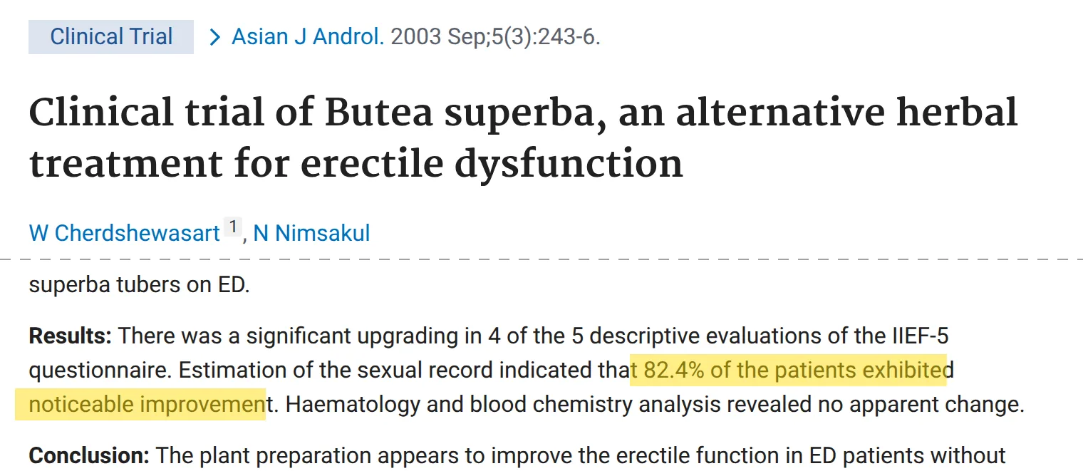 Halaman abstrak jurnal Asian Journal of Andrology 2003, ayat 82.4% pesakit nampak perubahan ketara ditanda kuning
